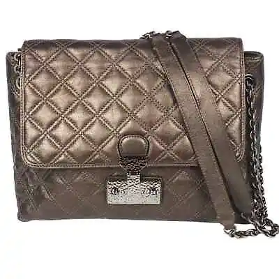 MARC JACOBS Baroque XL Single Quilted Metallic Leather Shoulder Bag $1050 • $275