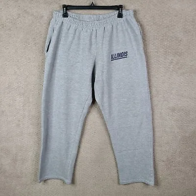 Gildan Pants Mens Large Gray Elastic Waist Sweatpants Illinois Ultra Blend • $7.49