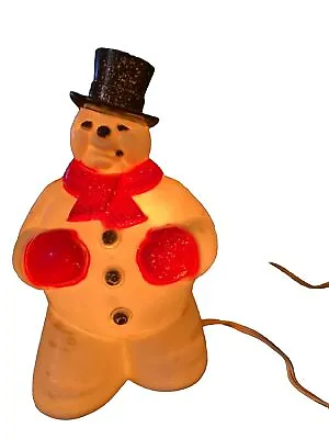 Rare Vintage Plastic Snowman Lights Up With Cigar & Original Cord And WORKS!   • $100