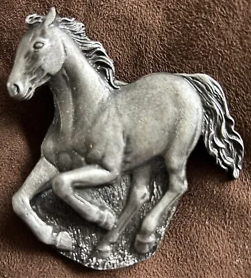 Vintage RUNNING HORSE Brass Belt Buckle  Beautiful Horse 1978 • $5