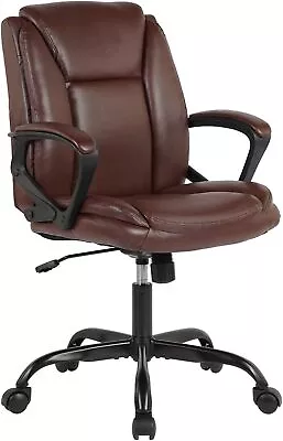 Big Office Chair Ergonomic Chair Mid Back Office Computer Desk Chair PU Leather • $68.95