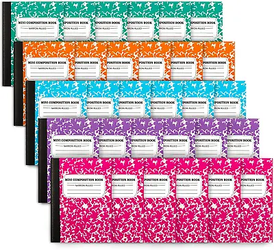 Mini Composition Notebook Cute 30 Pack 5 Pastel Colors Narrow Ruled Mini Compos • $41.05