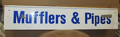 Vtg MUFFLERS & PIPES Auto Repair Shop Double Sided Metal Sign 36  X 7     S475 • $50