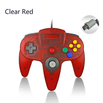 For Nintendo 64 Console New N64 Wired USB Controller Joystick Gamepad-Clear Red • $32.77