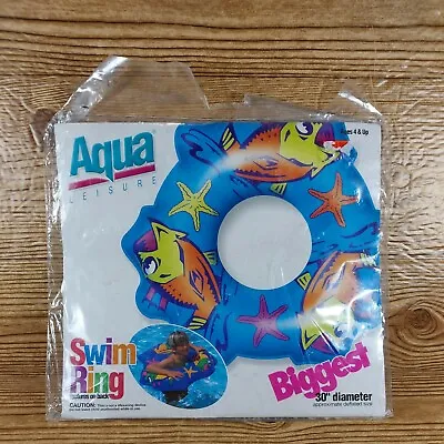 Vintage 1997 Aqua Leisure Swim Ring 30  Diameter Fish Starfish • $12.94