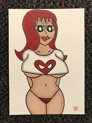 Spider-Man Mary Jane Original Sketch Card BS 1/1 ACEO Sexy Pinup Woman Art • $4.99