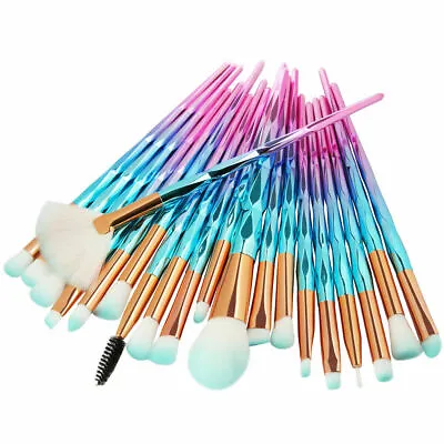 $9.49 • Buy 20PCS Diamond Unicorn Eyeshadow Eyebrow Blending Brush Set Eye Make-up Brushes