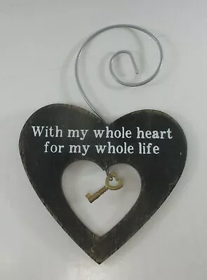 N2 With My Whole Heart My Whole Life HEART KEY ORNAMENT Wood Ganz Love Soul Mate • £9.64