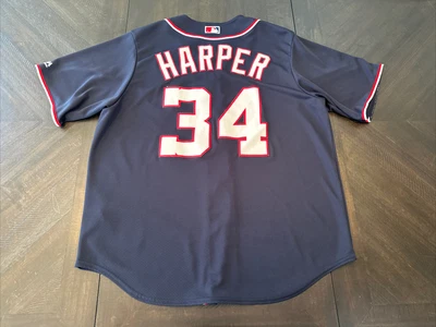 $34.95 • Buy Washington Nationals Bryce Harper Majestic Cool Base Blue Jersey Men’s Size XL