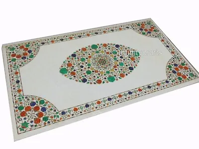 36x60 Inches Marble Dining Table Top Inlaid With Multicolor Gemstone Sofa Table • $3918.50