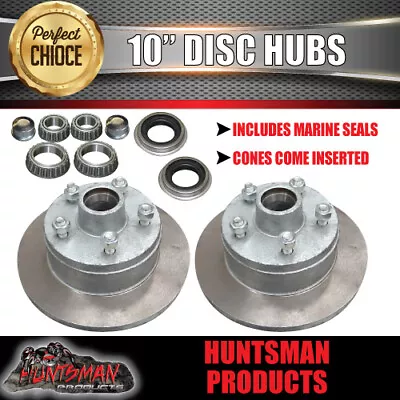 2X 10  HT Holden Trailer Galvanised Disc Hubs & SL Bearings Boat Caravan • $147