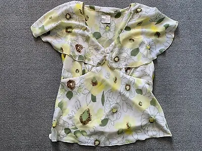 Tailor B. Moss Sleeveless Floral Top Womens Large L Shirt White Yellow Green  • $9