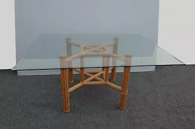 Vintage  McGuire Style Faux Bamboo Dining Room Table W Leather Straps • $650