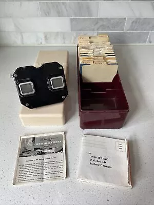 Vintage Sawyer's View-Master Lot Maroon Bakelite Storage Case And 40 Asst Reels • $75