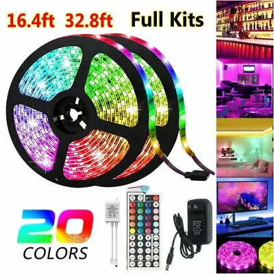 32.8 Ft 65.6 Ft LED Strip Lights 5050 Music Sync Bluetooth Remote Room Light Kit • $23.09