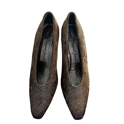 Margaret Jerrold Gold Lame Fabric Pumps Leather Soles 8 • $39