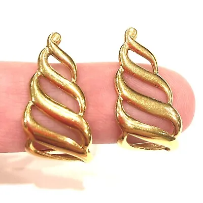 Vintage 1970s MONET Earrings Gold Tone Curl Around Metal Signed No Backs AS IS • $7.49