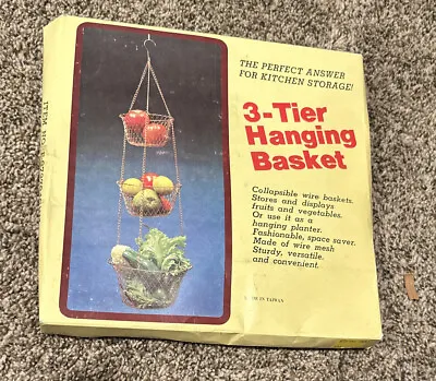 Vtg 3-Tier Wire Hanging Basket NOS Collapsable Fruit & Veg Plant Holder Alco • $24.99