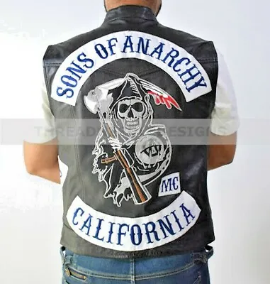 Sons Of Anarchy Motorcycle Club Cow Hide Leather Vest | SOA Vest For Bikers Gang • $79.99