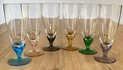 Vintage Harlequin Twist Claw Stem Parfait Prosecco Decorative Glasses 6 Colours • $45