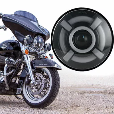 Universal 7  Inch LED Headlight Halo Headlamp For Honda Yamaha Harley Motorcycle • $34.99
