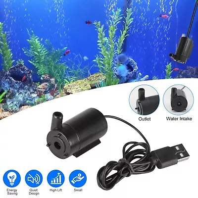 Small Water Pump Mini Mute Submersible USB Cable Garden Fish Tank Fountain Tool • $6.98