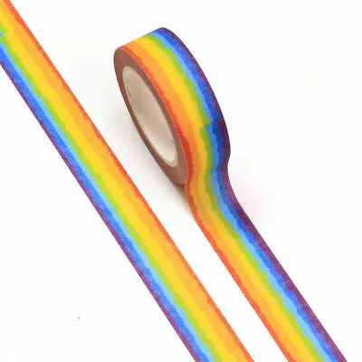 $5.50 • Buy Washi Tape Rainbow Stripe Matte Multi-coloured 15mm X 5m