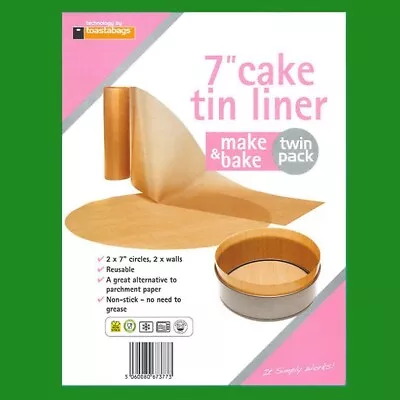 6x 7  Inch Reusable Non-Stick Beige Cake Tin Liners Make & Bake • £7.99