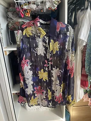 Women’s Desigual Sheer Blouse With Rhinestones Button Blouse XL RRP $270  • $115