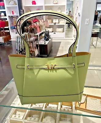 Michael Kors Reed Large Belted Shoulder Leather Tote Handbag Purse - Light Sage • $114.95