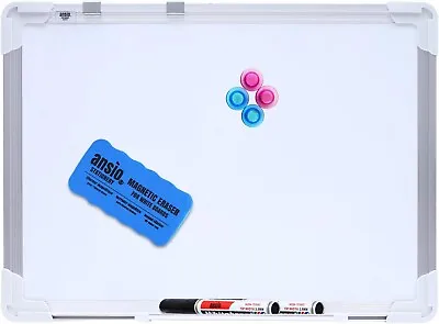 ANSIO Magnetic Whiteboard With Pen Tray Dry-Wipe Writing Surface A3 42 X 30cm • £10.97