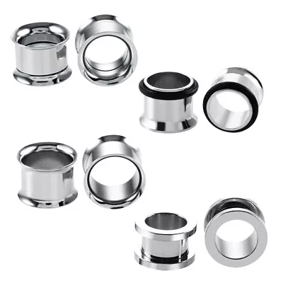 2Pcs Ear Gauges Silver Surgical Steel Flesh Tunnels Plugs Ear Stretcher Expander • $3.99