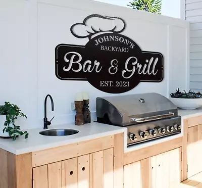 Personalized BBQ Metal Signs Custom Barbecue Grill And Chill Wall Art Decor • $28.99