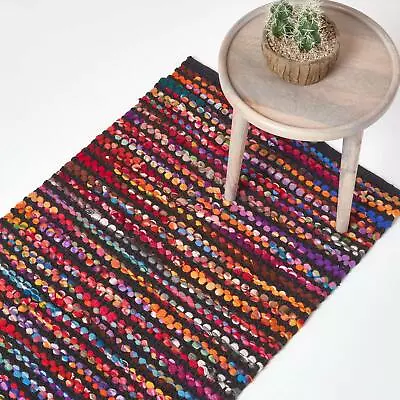 Handmade Multi Coloured Recycled Chindi Folk Area Rug Runner Mat • £24.99