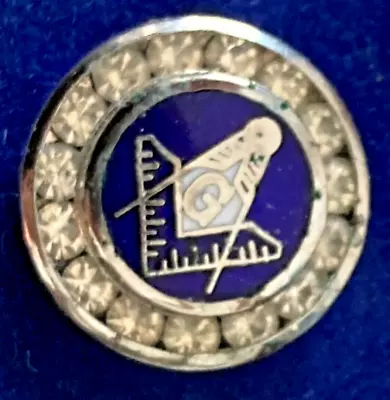 Nos Vtg Freemasons Tie Tack Channel Set Rhinestones Enamel New Masonic Pin Nib • $11.89