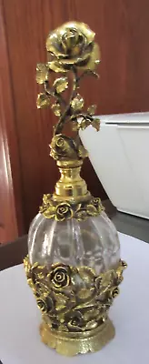 Vintage Matson K825 Gold Plated Ormulo Glass Perfumed Bottle & Long Dauber ROSES • $175