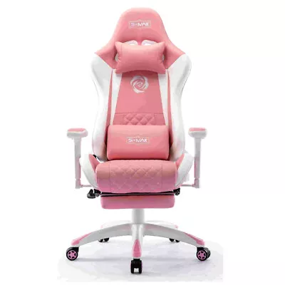 Gaming Chair Office Seat With Footrest Executive Racing Pink • $115
