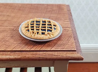 Dollhouse Blueberry Pie On Plate 1:12 Scale Miniature Kitchen Food Bakery • $4.99