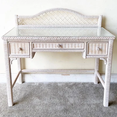 $795 • Buy Boho Chic Henry Link Wicker Writing Desk