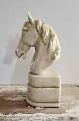 Antiqued Vintage Horse Head Bookend Simulated Ivory Resin 8.75  Tall  • $16