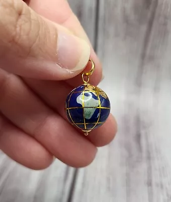 14K Michael Anthony Lapis Opal Inlay World Earth Globe Charm Pendant Jewelry • $125