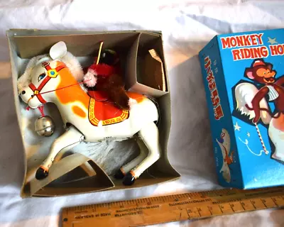 £18 • Buy Wind-up Clockwork Tin Plate Monkey On Hopping Horse Boxed Working For Christmas