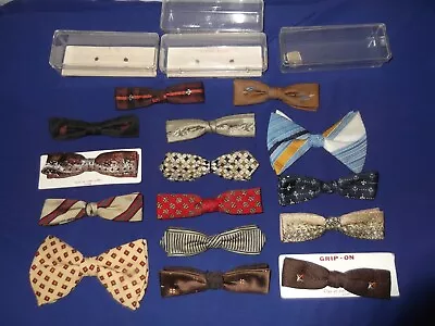 1950's Vintage Bow Tie Lot 14 Clip On Snazzy Ties And 3 Plastic Tie Boxes. • $25