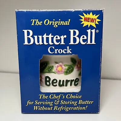 The Original Butter Bell Crock By L Tremain Ivory Raised Floral Beurre 2000 NIB • $20