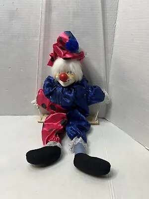 Vintage 21 Inch Marionette Porcelain String Puppet Clowns On A Swing ￼NEW • $27.99