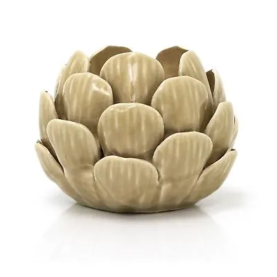 Cream Artichoke Candle Holder | Ceramic Globe Artichoke Candlestick Candle Stand • £15.99