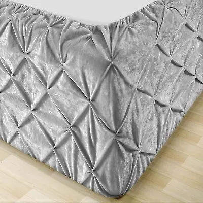 Pintuck Valance Sheet Velvet Divan Bed Base Wrap Cover Single Double Super King  • £10.99