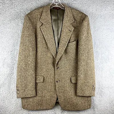 Nordstrom Harris Tweed Blazer Mens 42L Long Brown Handwoven Wool Knit Scotland • $39.99