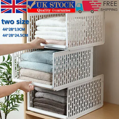 White Wardrobe Drawer Units Organizer Clothes Closet Stackable Storage Boxes • £5.49