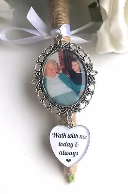 Photo Bouquet Charm Personalised Memory Quote Silver Heart Wedding Memorial Gift • £12.99
